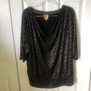 Kasper Black and Gold Top Size 2XL